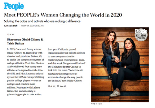 People magazine’s “Women Changing the World” in 2020